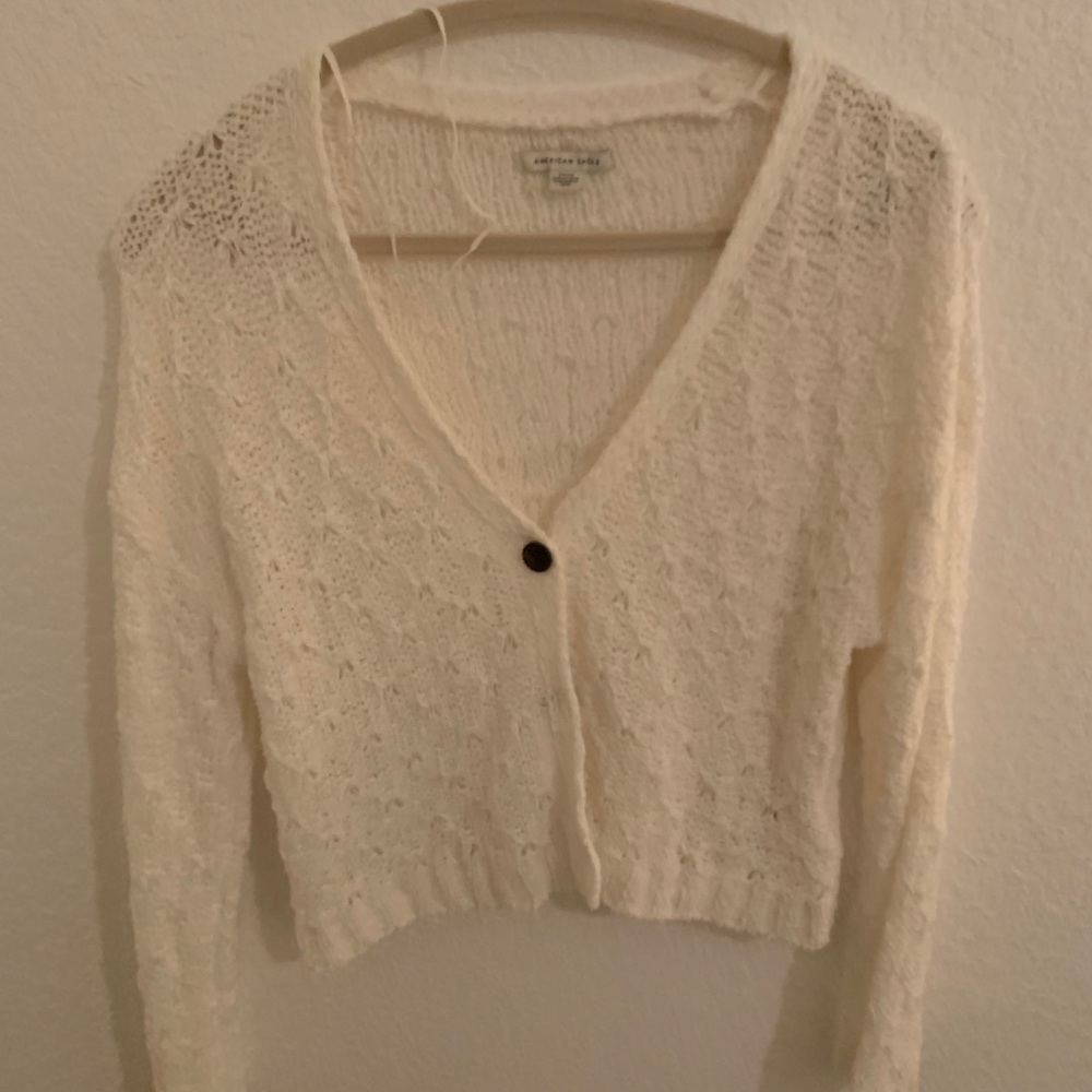 american eagle white cardigan